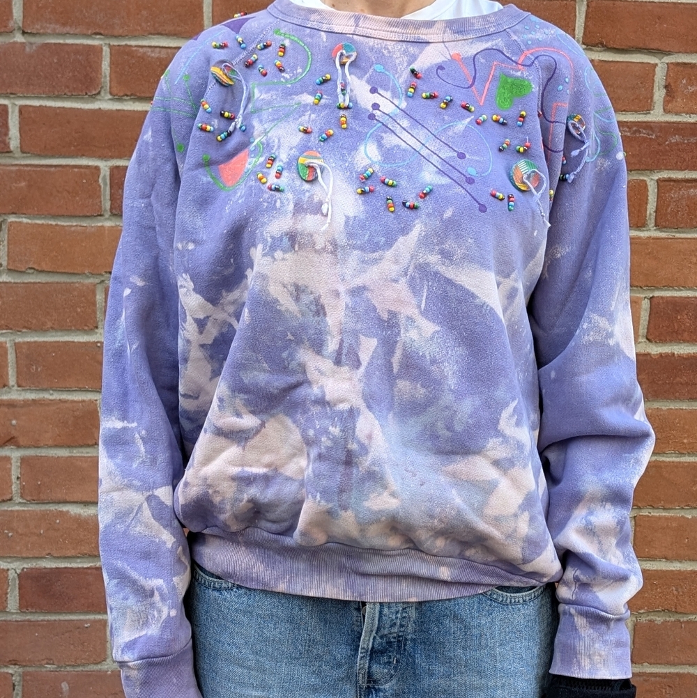 Vintage One-of-a-Kind 1980s Purple Embellished Sweatshirt